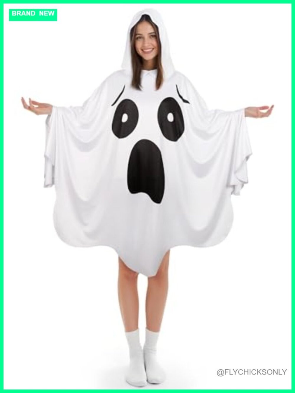 White Ghost Poncho Costume Women Halloween Cosplay Sleeveless One Size